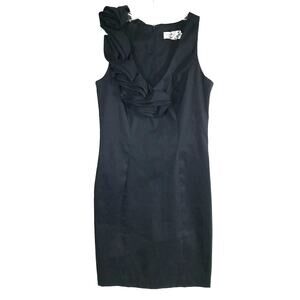 Jackie Jon Party Dress Womens Size‎ 4 Black Ruffle Neckline Event Glam Twee